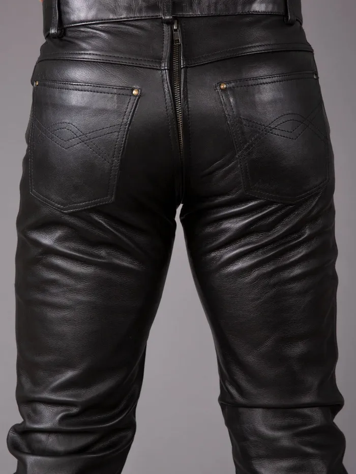 HonourSkintwocom Female Sex Toys Regular Fit Leather Jeans with Front Rear Zips HonourSkintwocom Female Sex Toys Regular Fit Leather Jeans with Front Rear Zips