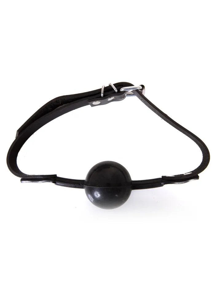 HonourSkintwocom Restraints Black Silicone Ball Gag with Leather Strap HonourSkintwocom Restraints Black Silicone Ball Gag with Leather Strap