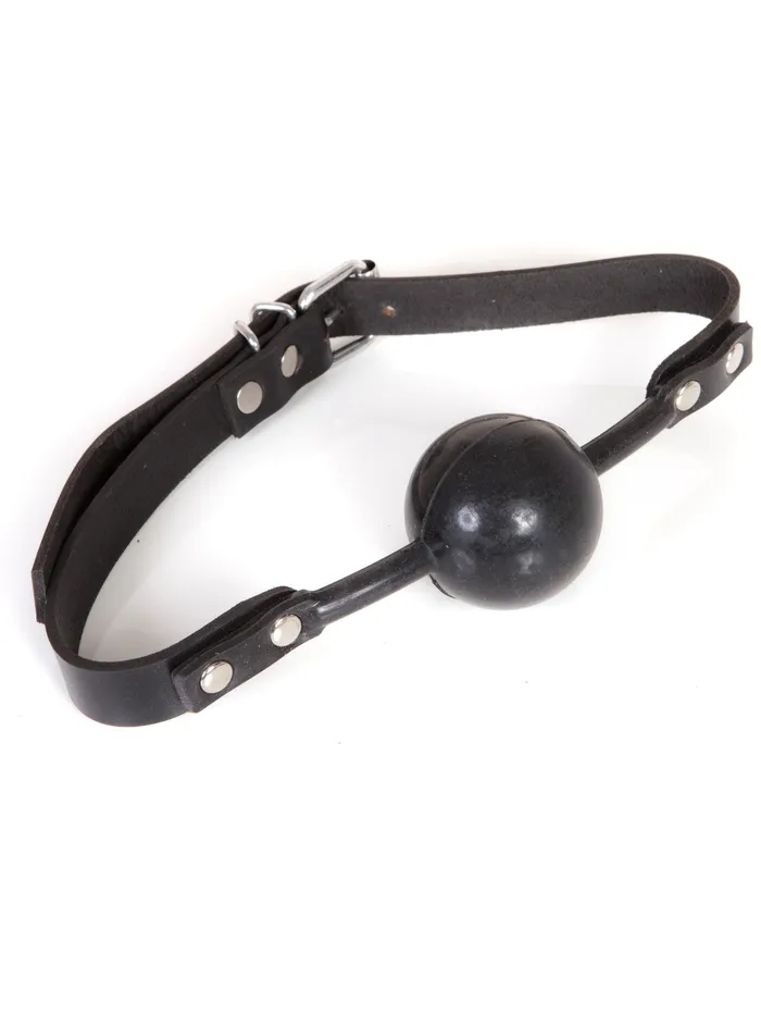 HonourSkintwocom Restraints Black Silicone Ball Gag with Leather Strap HonourSkintwocom Restraints Black Silicone Ball Gag with Leather Strap