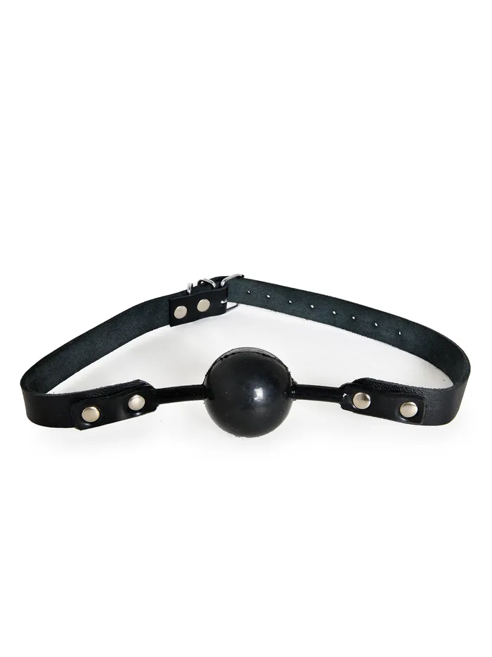 HonourSkintwocom Restraints Black Silicone Ball Gag with Leather Strap HonourSkintwocom Restraints Black Silicone Ball Gag with Leather Strap