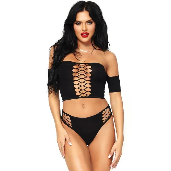 Leg Avenue LEG AVENUE 2 PIECES SET OPAQUE CROP TOP AND THONG ONE SIZE Teddies And Bodies Leg Avenue LEG AVENUE 2 PIECES SET OPAQUE CROP TOP AND THONG ONE SIZE Teddies And Bodies