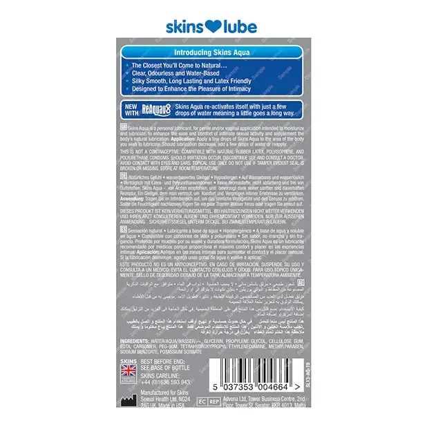 Lubricants Creative Conceptions LLC Skins Aqua WaterBased Lubricant 85 oz Lubricants Creative Conceptions LLC Skins Aqua WaterBased Lubricant 85 oz