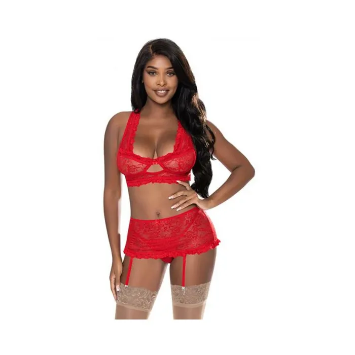 Magic Silk Anal Magic Silk Ooh La Lace Bralette Garter Skirt GString Set Red SM Magic Silk Anal Magic Silk Ooh La Lace Bralette Garter Skirt GString Set Red SM