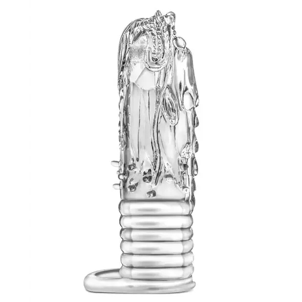 Male Sex Toys Blush Blush Performance Enter The Dragon Textured Fantasy Pleasure Sleeve with Ball Strap Clear