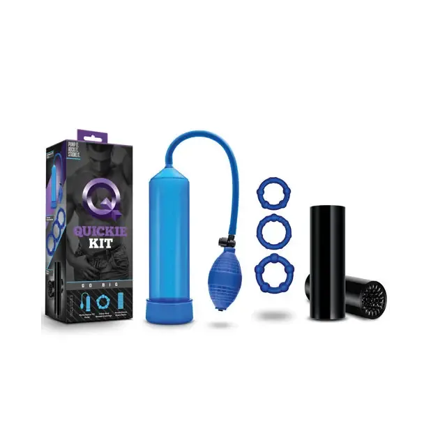 Male Sex Toys Blush Blush Quickie Kit Go Big Pump Stroker 3Piece Cockring Set Blue Male Sex Toys Blush Blush Quickie Kit Go Big Pump Stroker 3Piece Cockring Set Blue