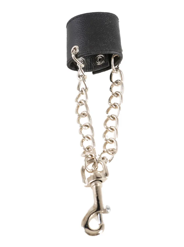 Male Sex Toys HonourSkintwocom Leather Testicle Stretcher with Chains Clip for Weights