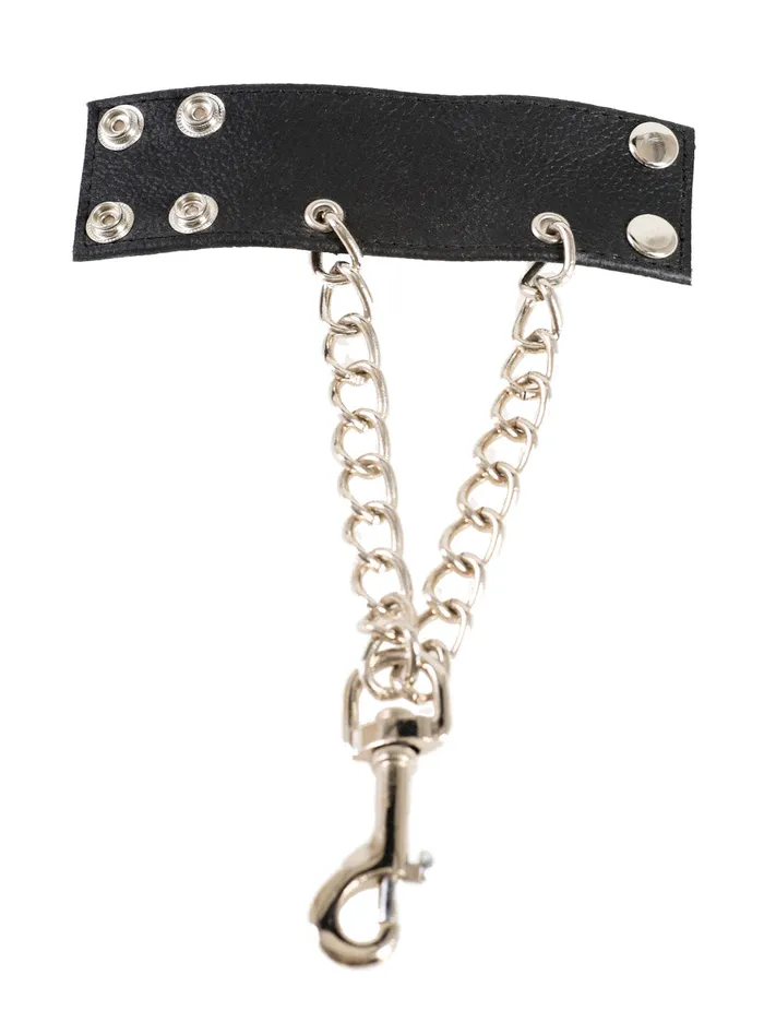 Male Sex Toys HonourSkintwocom Leather Testicle Stretcher with Chains Clip for Weights
