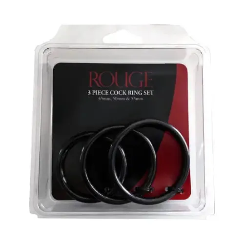 Male Sex Toys Rouge Rouge Stainless Steel 3 Piece Cock Ring Set 455055mm Black Male Sex Toys Rouge Rouge Stainless Steel 3 Piece Cock Ring Set 455055mm Black
