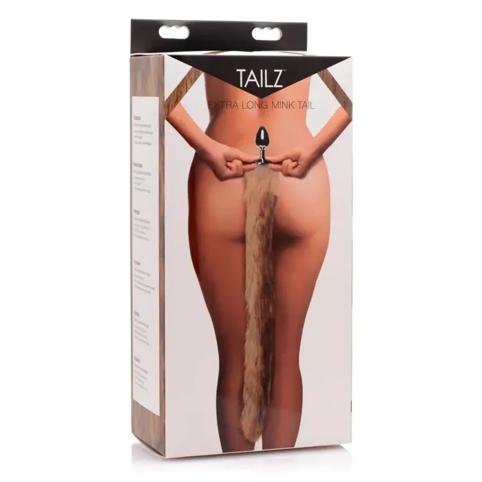 Male Sex Toys Tailz Extra Long Mink Tail Metal Anal Plug