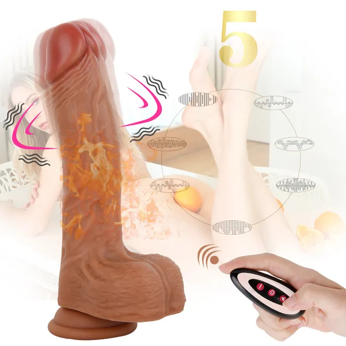 Modi Female Sex Toys D43 Luxe Realistic Swinging Warming Silicone Vibrating Dildo with Remote Control 85 Inch