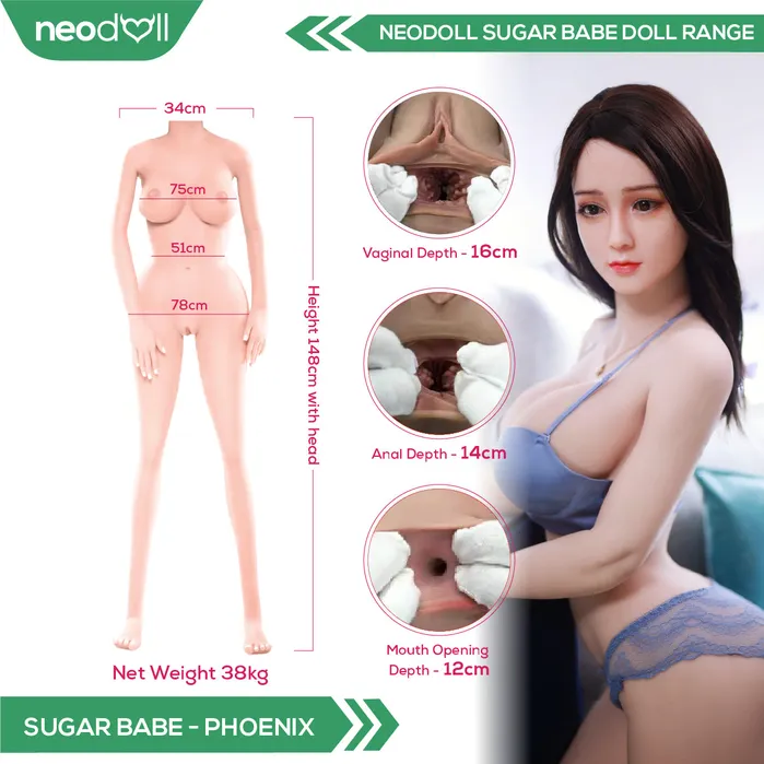 Neodoll Sugar Babe Male Sex Toys Neodoll Sugar Babe Phoenix Silicone TPE Hybrid Sex Doll 148cm Implanted Hair Silicone Colour