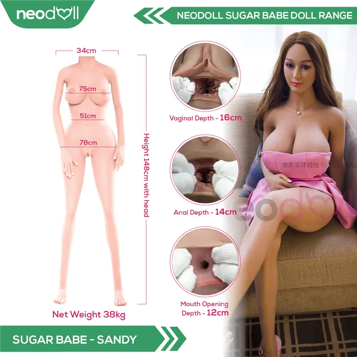 Neodoll Sugar Babe Sandy Realistic Sex Doll Gel Breast Uterus 153cm Wheat Neodoll Sugar Babe Male Sex Toys