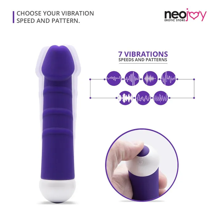 Neojoy 7 Vibes Premium Silicone Vibrating Dildo Purple 15cm 59 Inch Neojoy Vibrators