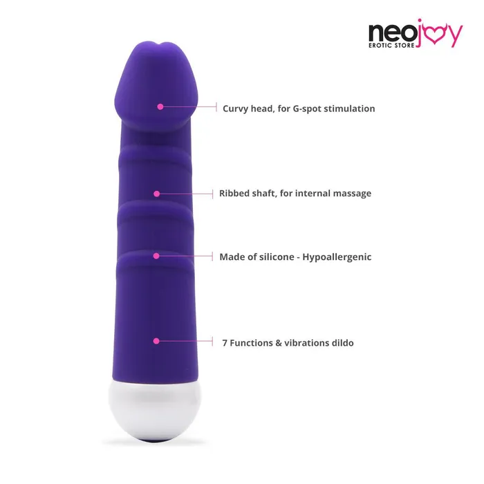 Neojoy 7 Vibes Premium Silicone Vibrating Dildo Purple 15cm 59 Inch Neojoy Vibrators
