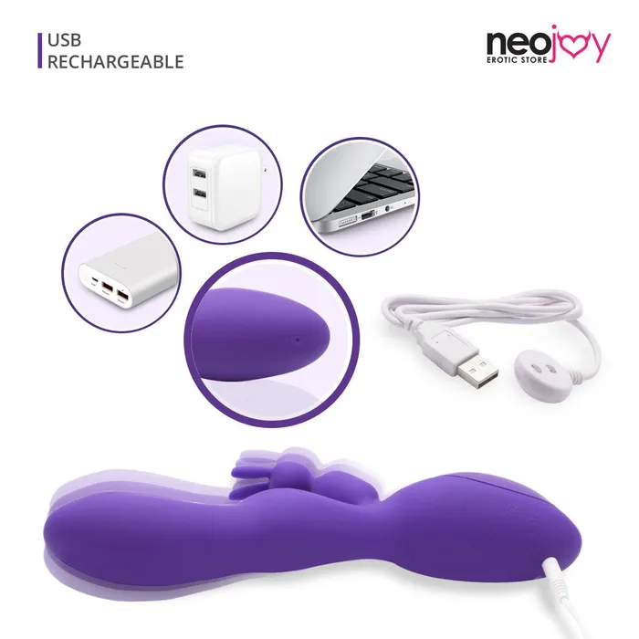 Neojoy Neojoy Bunny Rabbit Vibrator Silicone USB Rechargeable 12Speed Functions Purple Female Sex Toys