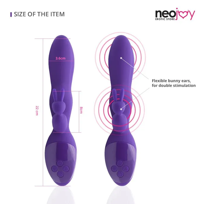 Neojoy Neojoy Bunny Rabbit Vibrator Silicone USB Rechargeable 12Speed Functions Purple Female Sex Toys
