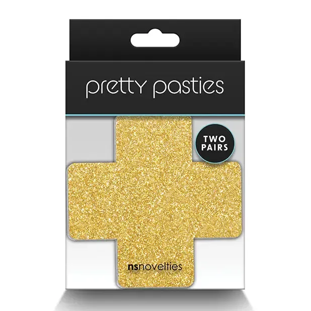 NS Novelties Vibrators Pretty Pasties Glitter Cross RedSilver 2 Pair