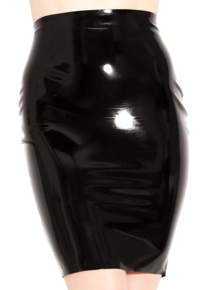 Plus Size HonourSkintwocom Plus Size Latex Pencil Skirt in Black