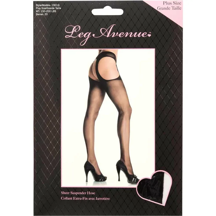 Plus Size Leg Avenue Sheer Suspender Hose Black Plus Size Leg Avenue