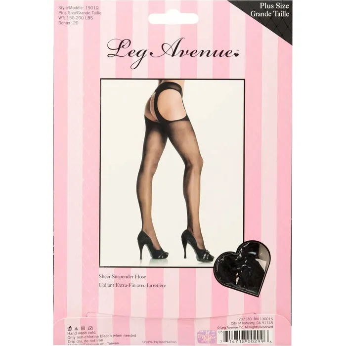 Plus Size Leg Avenue Sheer Suspender Hose Black Plus Size Leg Avenue