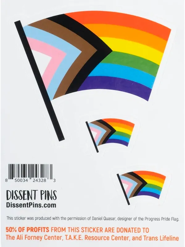 Progress Pride Flag Sticker Sheet Dissent Pins Vibrators