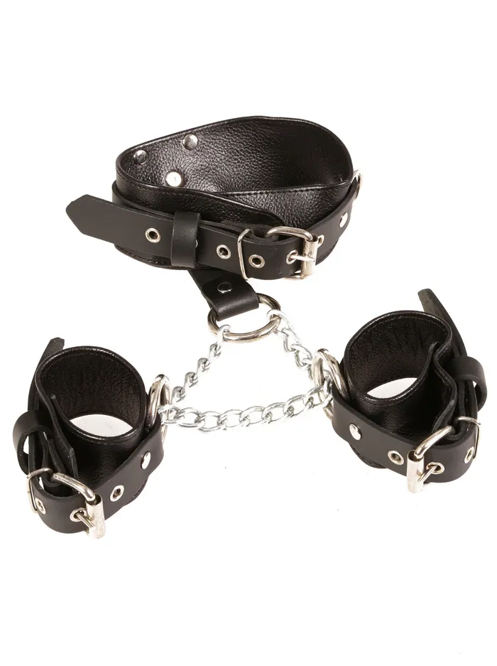 Restraints Leather Collar To Wrist Restraint HonourSkintwocom