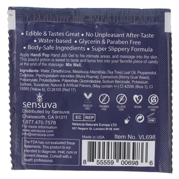 Sensuva Enhancers Handi Pop Edible Massage Gel 02oz6ml in Blueberry Muffin Sensuva Enhancers Handi Pop Edible Massage Gel 02oz6ml in Blueberry Muffin