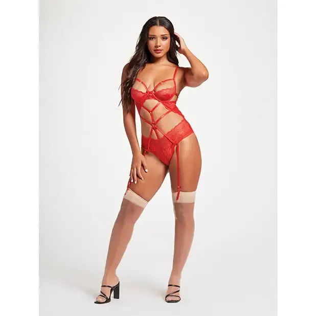 Sheer Mesh Lace Demi Cup Teddy Seven til Midnight Hosiery