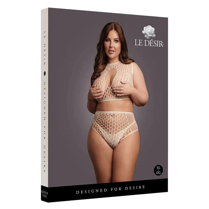 Shots Toys Le Dsir Beige KeyHole Crop Top Set XL Male Sex Toys