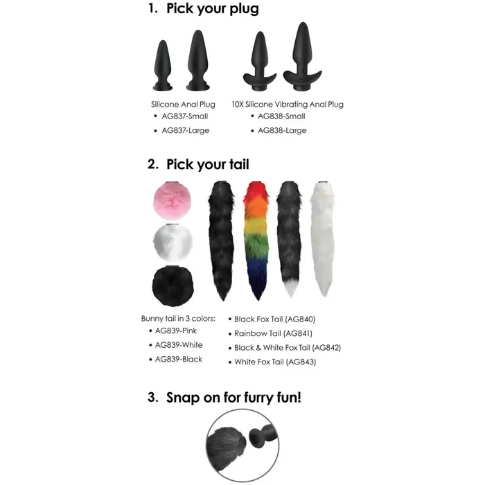 Tailz Male Sex Toys Large Vibrating Anal Plug With Interchangeable Fox Tail