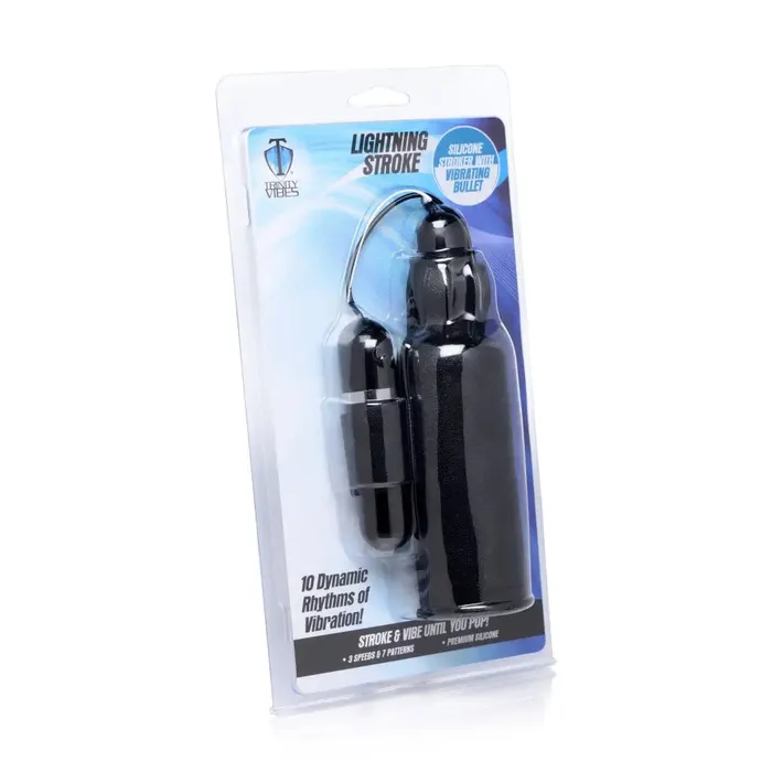 Trinity Vibes Male Sex Toys Lightning Stroke Silicone Stroker With Vibrating Bullet Trinity Vibes Male Sex Toys Lightning Stroke Silicone Stroker With Vibrating Bullet