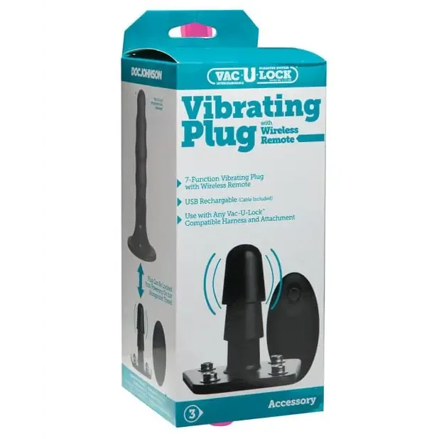 Vaculock Vibrating Remote Plug Wsnaps Black Doc Johnson Anal