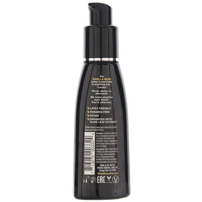 Wicked Sensual Care Dildos Aqua Flavored Lube 2oz60ml in Vanilla Bean