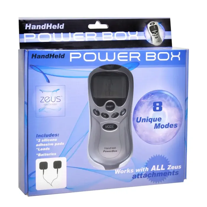 Zeus Electrosex Zeus Handheld 8 Mode Power Box With Black Pads Female Sex Toys Zeus Electrosex Zeus Handheld 8 Mode Power Box With Black Pads Female Sex Toys