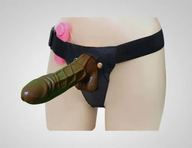 Adultskart Female Sex Toys Brown Hollow Strap on With Vibration