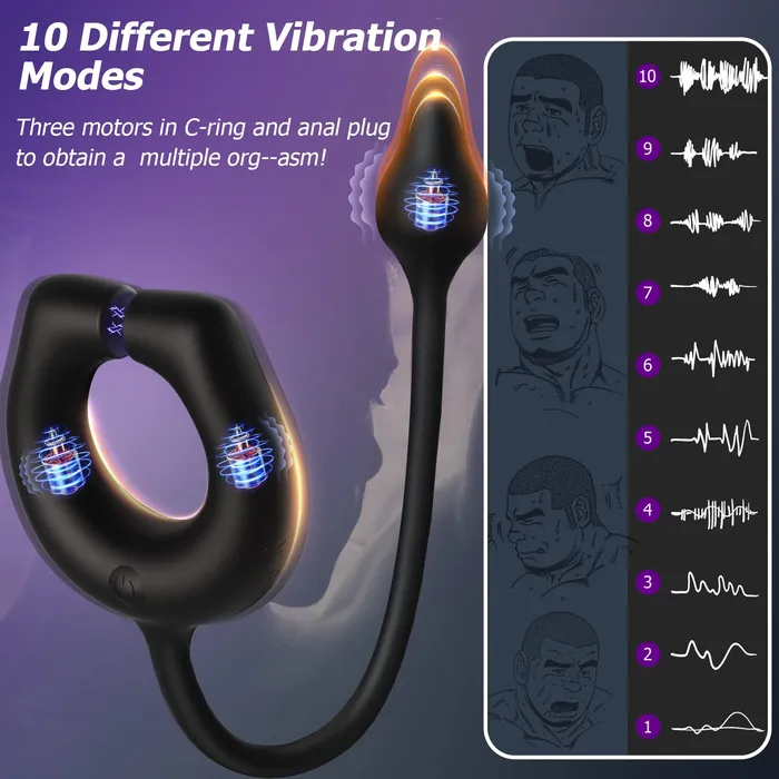 Amovibe Male Sex Toys Magnetic Cock Ring with 10 Vibrations
