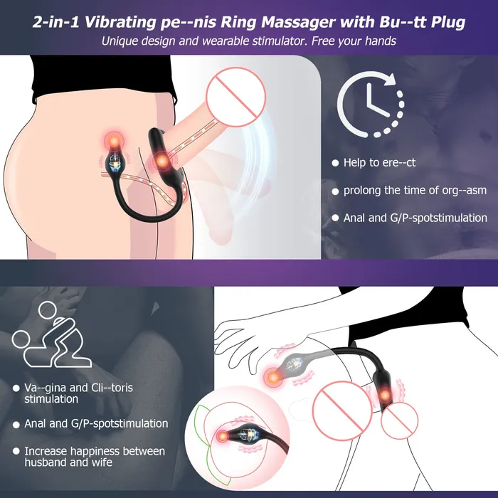 Amovibe Male Sex Toys Magnetic Cock Ring with 10 Vibrations