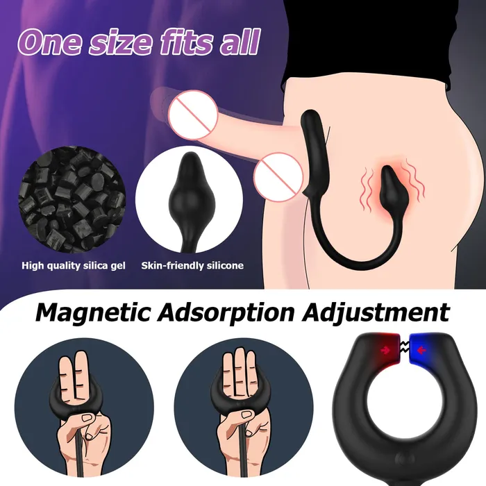Amovibe Male Sex Toys Magnetic Cock Ring with 10 Vibrations