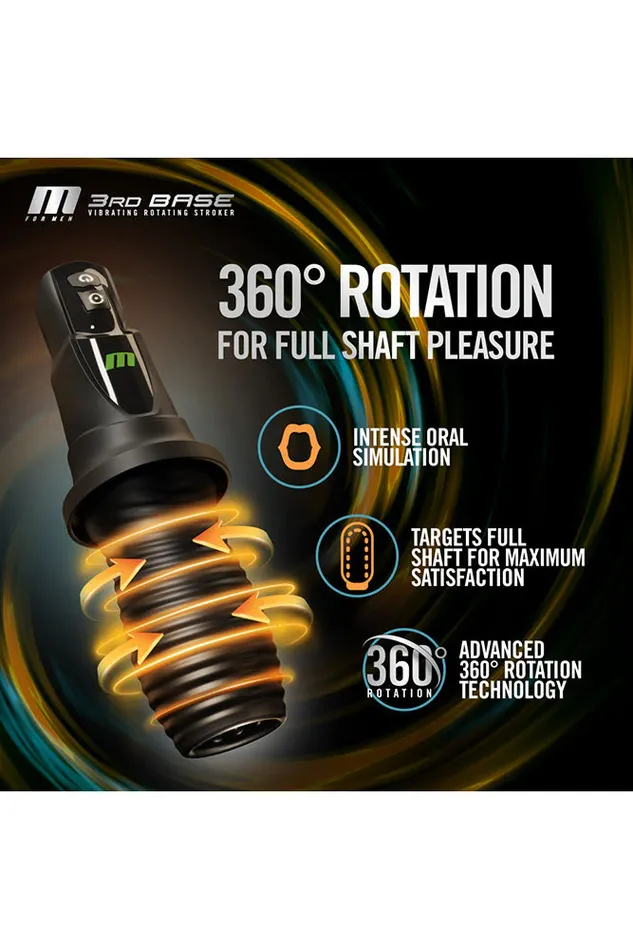 Anal Blush Blush Novelties M for Men 3rd Base Rotating Vibrating Masturbator Black