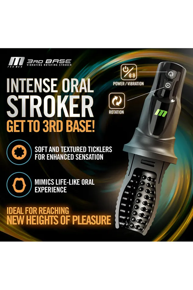 Anal Blush Blush Novelties M for Men 3rd Base Rotating Vibrating Masturbator Black