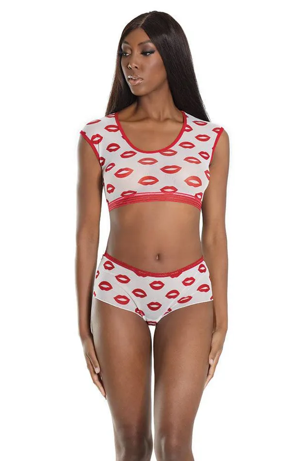 Anal Coquette Coquette 2573 Crop Top Booty Short RedWhite OS