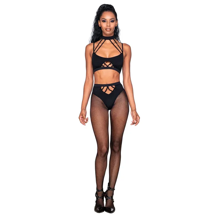 Anal DREAMGIRL Dreamgirl Lingerie Bralette Pantyhose Bodystocking Set Black 0390