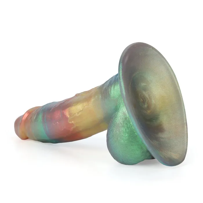 Anal Fantasy Pastel Lover Platinum Silicone Dildo 123 Inch Metallic Rainbow Platinum Silicone Series