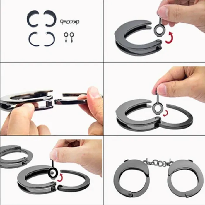 Anal Room Fun Room Fun Flying Saucer Solid Metal Handcuffs Gold