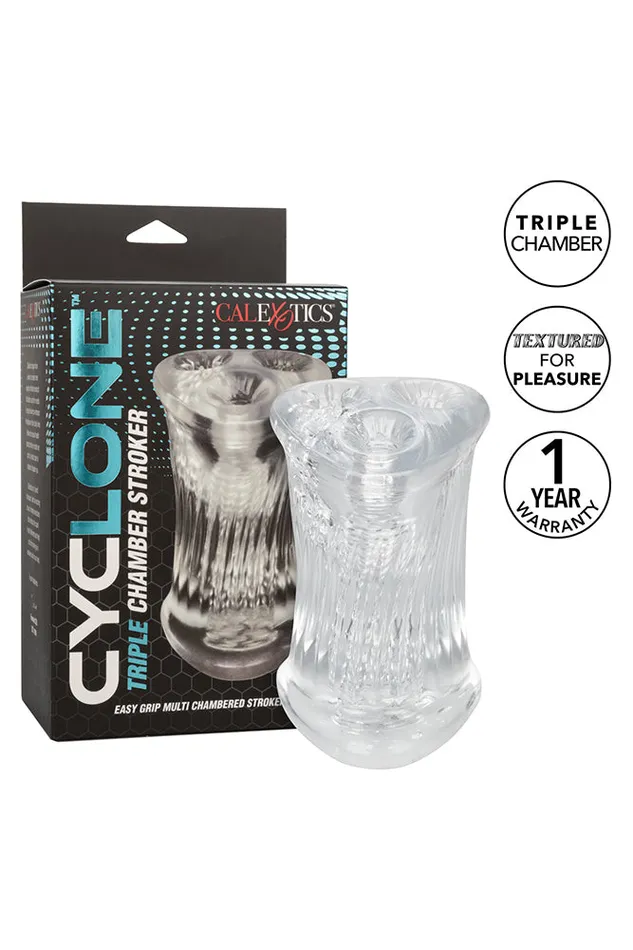 Cal Exotics Cyclone Triple Chamber Stroker Clear Cal Exotics Male Sex Toys