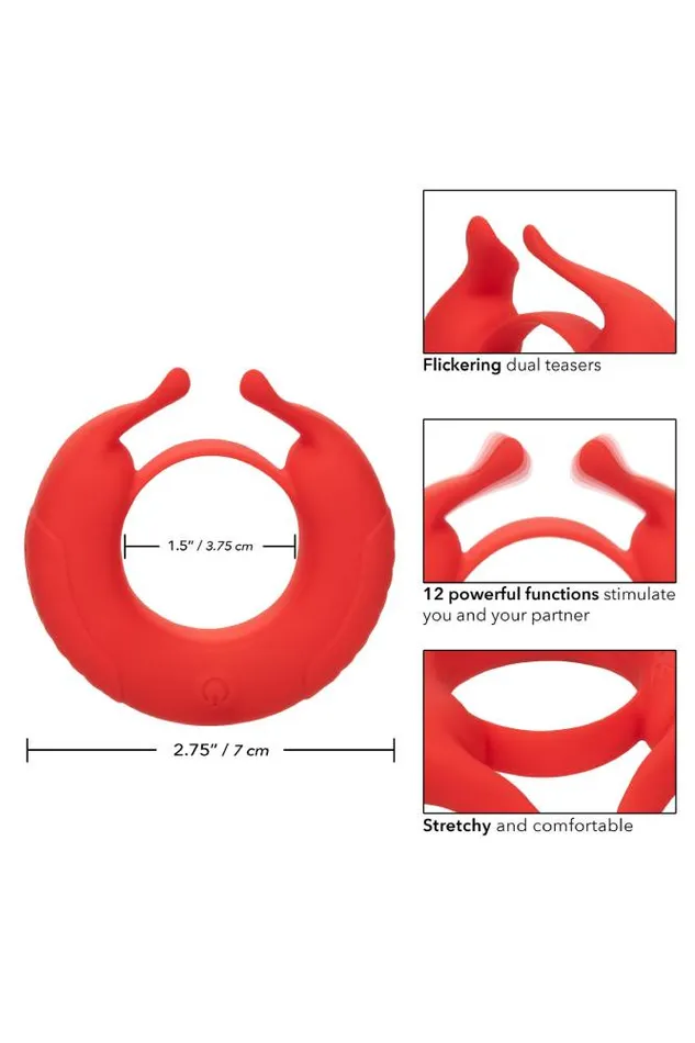 Cal Exotics Vibrators Cal Exotics Couples Enhancer Silicone Rechargeable Taurus Enhancer Red