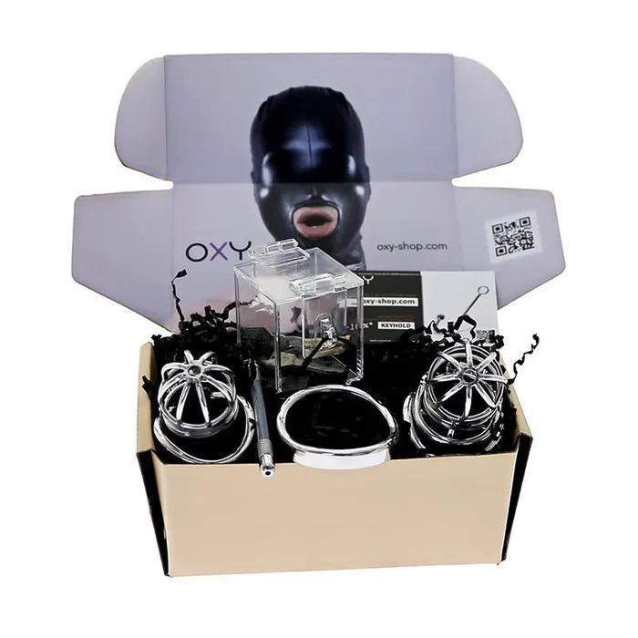 Chastity Discovery Set Locked in Steel Oxyshop Male Sex Toys
