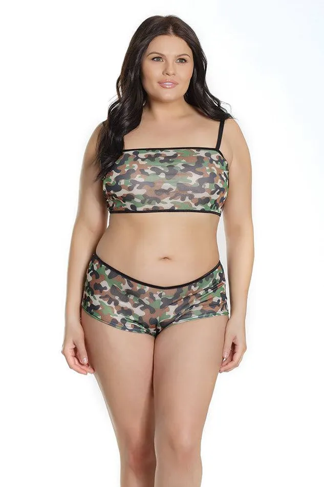 Coquette Anal Coquette 2569X Bralette Booty Short Set Camo OSXL