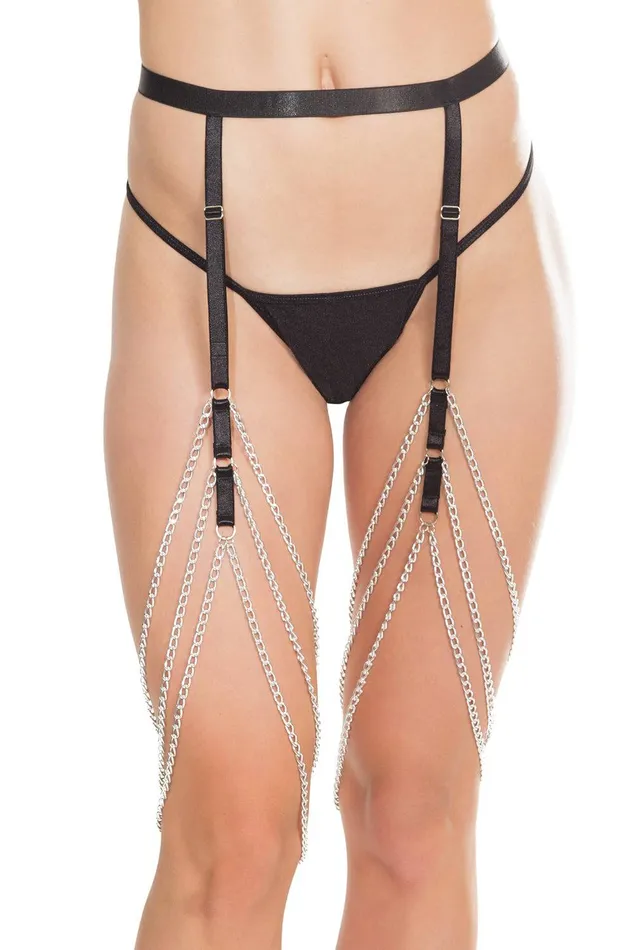 Coquette Anal Coquette 7248 Chain Garter Belt SilverBlack OS