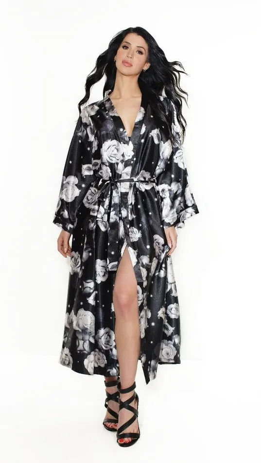 Coquette Coquette Long Kimono BlackFloral OS Anal